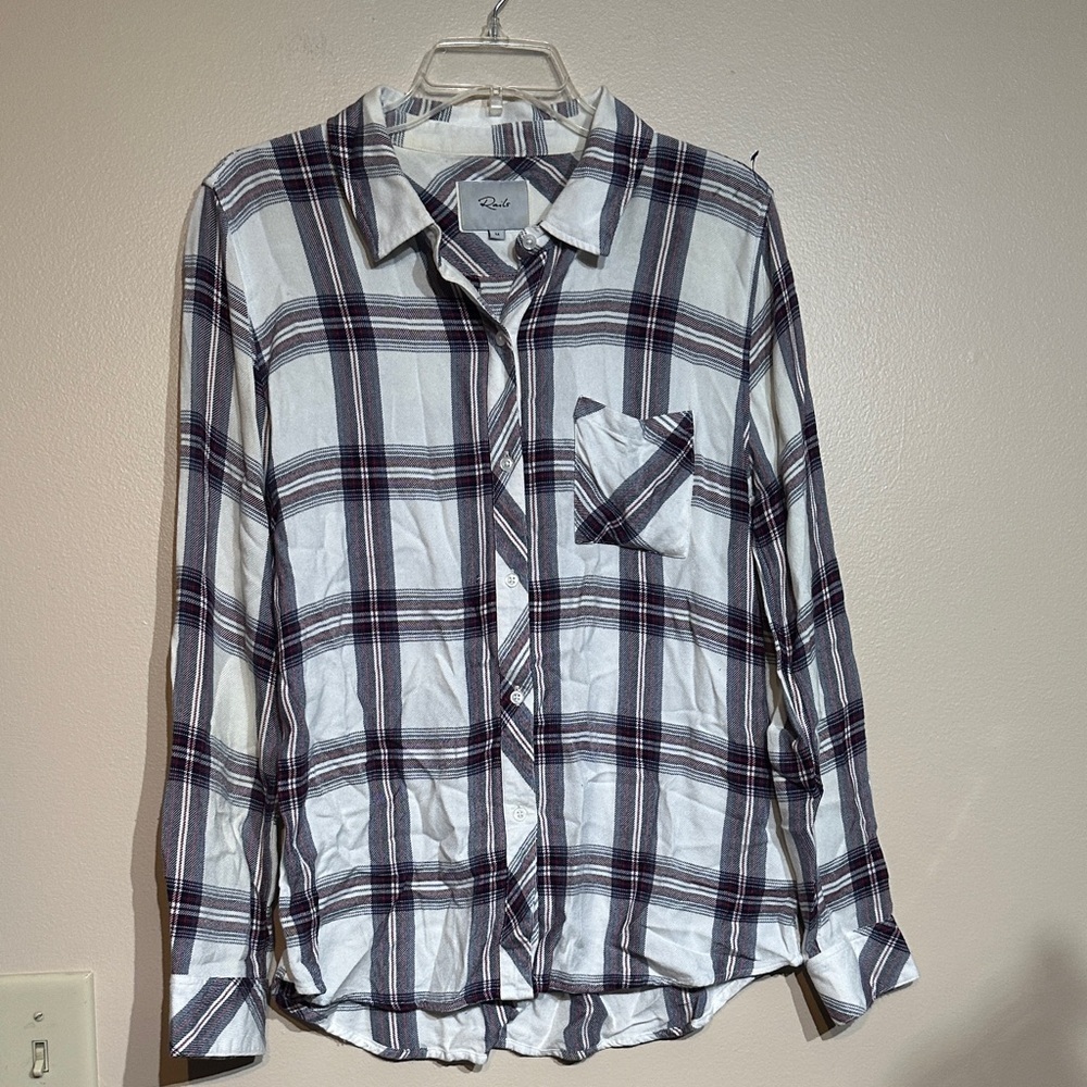 Rails White and Black Plaid Button-Down Shirt